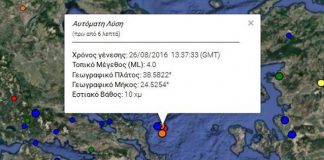 Σεισμός 4,1 Ρίχτερ μεταξύ Εύβοιας και Σκύρου