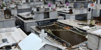 Εικόνες ‘Αποκάλυψης’: Ανεμοστρόβιλος άνοιξε τους τάφους στο νεκροταφείο των Γαργαλιάνων