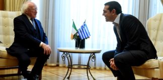 «Ταύτιση απόψεων» κατά την επίσκεψη του ιρλανδού προέδρου