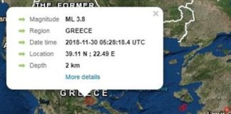 Σεισμός το πρωί 3,8 Ρίχτερ στη Λαμία