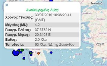 Ζάκυνθος: Σεισμική δόνηση 4,2 Ρίχτερ