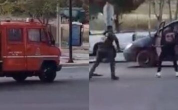 Η στιγμή της επίθεσης σε πυροσβεστικό όχημα – Έκλεψαν και τραυμάτισαν πυροσβέστη