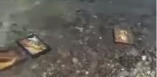 Η θάλασσα γέμισε με… εικόνες Αγίων (video)