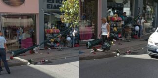 Τρελή πορεία ΙΧ – Τραυμάτισε περαστικό, ξήλωσε κολώνες, χτύπησε αυτοκίνητα