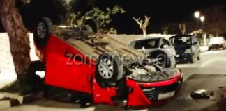 Πήρε σβάρνα αυτοκίνητα, δέντρα και ένα σχολικό πριν ανατραπεί