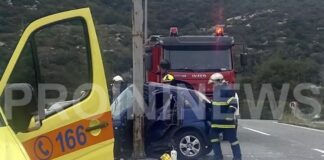 Νεαρή οδηγός χαροπαλεύει διασωληνωμένη- Το αυτοκίνητο «διπλώθηκε» σε στύλο
