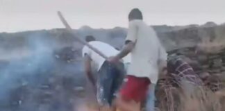 Η στιγμή που κάτοικοι της Κύθνου προσπαθούν με φτυάρια να σώσουν τις περιουσίες τους από τη φωτιά