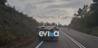 Τζιπ γλίστρησε και τούμπαρε στη μέση του δρόμου