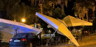 Αυτοκίνητο παρέσυρε τραπεζοκαθίσματα πιτσαρίας