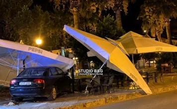 Αυτοκίνητο παρέσυρε τραπεζοκαθίσματα πιτσαρίας