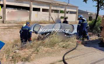 Τέσσερις τραυματίες μετά από ανατροπή αυτοκινήτου στην Κόρινθο