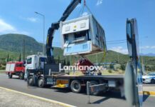 Ατύχημα στη διασταύρωση του Μπράλου: Μεγάλη γεννήτρια έπεσε από φορτηγό