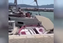 Λευκάδα: Ιστιοφόρο «καρφώθηκε» σε σκάφη που ήταν δεμένα στο λιμάνι του Καλάμου – Δείτε βίντεο