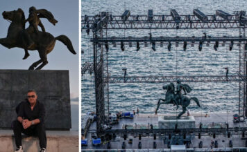 Δεν αλλάζει θέση η σκηνή της συναυλίας του Αντώνη Ρέμου- Παραμένει πάνω στο άγαλμα του Μέγα Αλέξανδρου