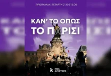 «Κάν’ το όπως το Παρίσι»: Το μήνυμα της Νέας Αριστεράς για τις αυριανές συγκεντρώσεις